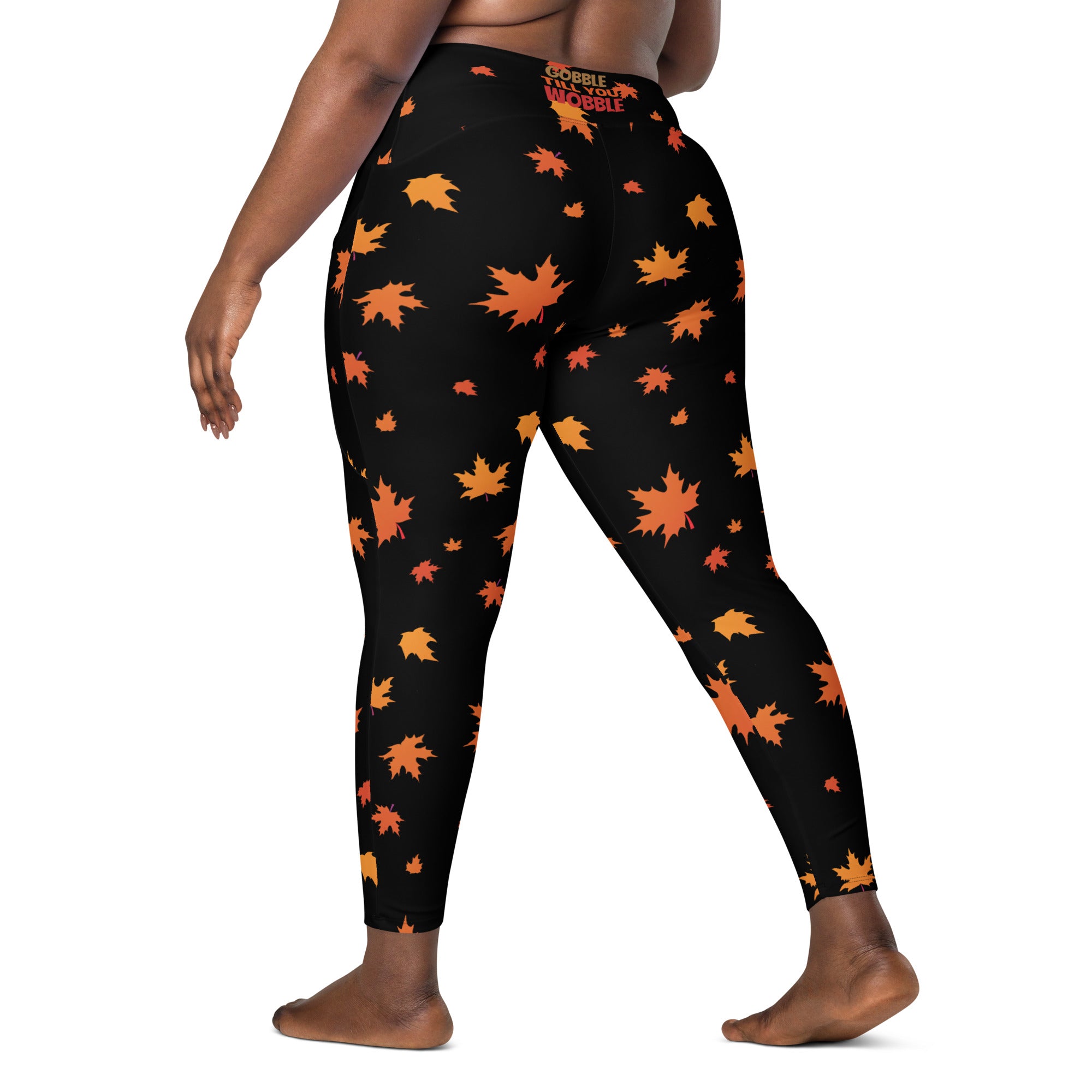 Gobble Till You Wobble Pocket Leggings – Thanksgiving Fall Leaf High-Waisted Recycled Leggings